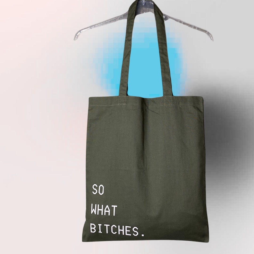 ToteBAG.1. leichte Einkaufstasche mit Statement, Khaki