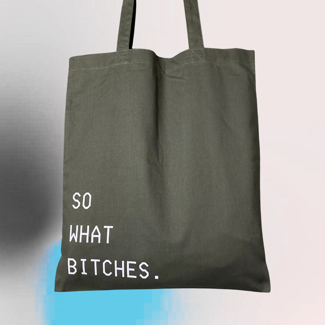 ToteBAG.1. leichte Einkaufstasche mit Statement, Khaki